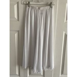 Rapz Women's Small White Flowy Wide‎ Leg Pants Lagom Resort Pull On Sheer